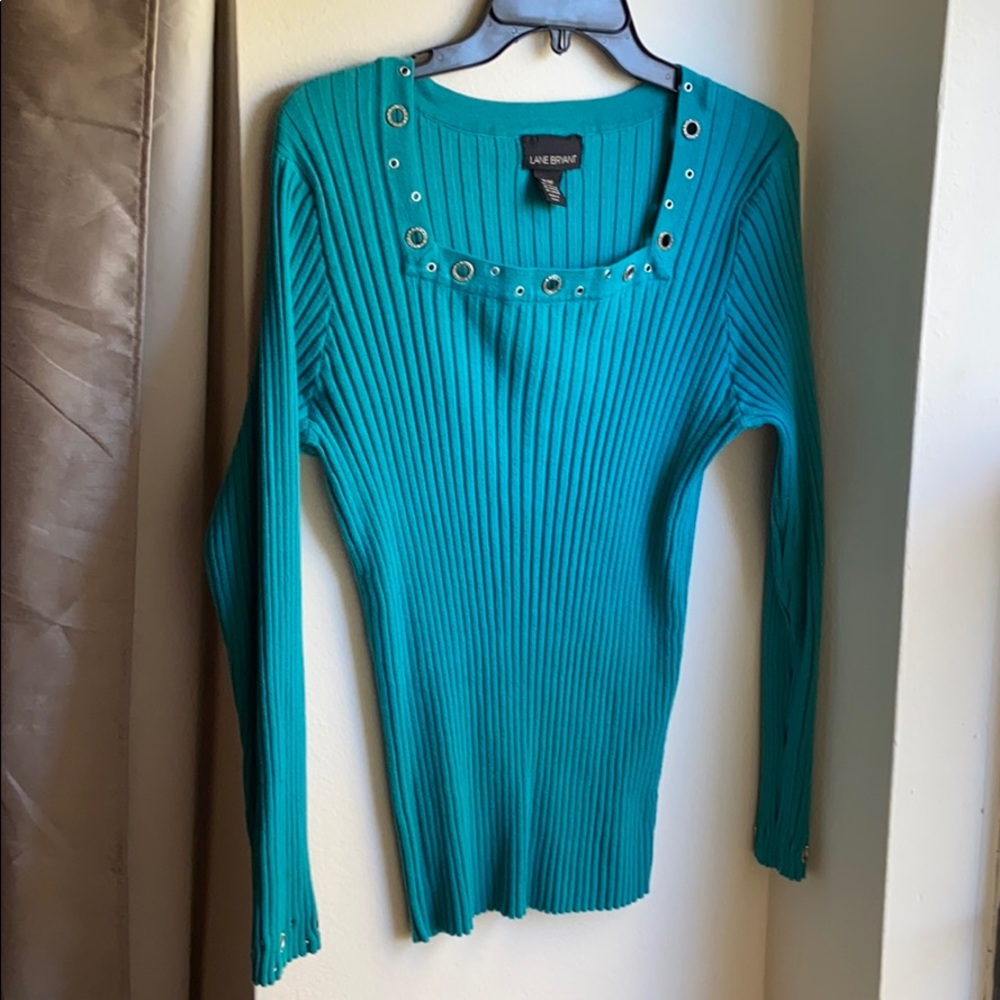 -SOLD-3 for $10 LB-Turquoise knit long sleeve top